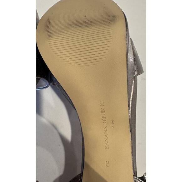 Banana Republic Women's Size 8 Pewter Metallic Leather Platform Heels - Picture 10 of 13